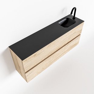 MONDIAZ ADA 120cm toiletmeubel washed oak. LEX wastafel urban rechts 1 kraangat