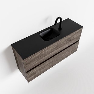 MONDIAZ ADA 100cm toiletmeubel dark brown. LEX wastafel urban midden 1 kraangat