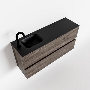 MONDIAZ ADA 100cm toiletmeubel dark brown. LEX wastafel urban links 1 kraangat