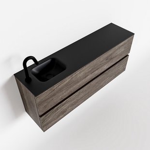 MONDIAZ ADA 120cm toiletmeubel dark brown. LEX wastafel urban links 1 kraangat