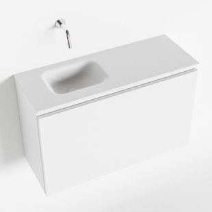 MONDIAZ OLAN 80cm toiletmeubel talc. LEX wastafel talc links geen kraangat