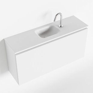 MONDIAZ OLAN 100cm toiletmeubel talc. LEX wastafel talc midden 1 kraangat