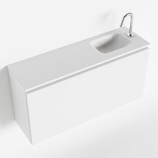 MONDIAZ OLAN 100cm toiletmeubel talc. LEX wastafel talc rechts 1 kraangat