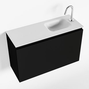 MONDIAZ OLAN 80cm toiletmeubel urban. LEX wastafel talc rechts 1 kraangat