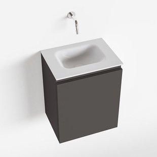 MONDIAZ OLAN 40cm toiletmeubel dark grey. LEX wastafel talc midden geen kraangat
