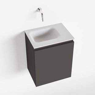 MONDIAZ OLAN 40cm toiletmeubel dark grey. LEX wastafel talc links geen kraangat