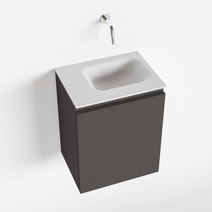 MONDIAZ OLAN 40cm toiletmeubel dark grey. LEX wastafel talc rechts geen kraangat