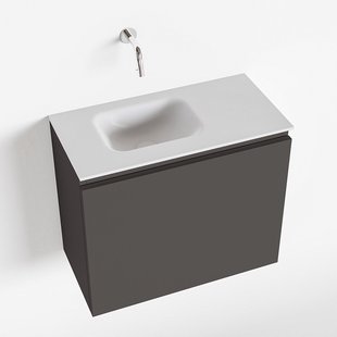 MONDIAZ OLAN 60cm toiletmeubel dark grey. LEX wastafel talc links geen kraangat