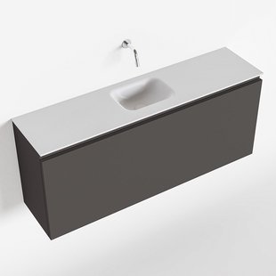 MONDIAZ OLAN 120cm toiletmeubel dark grey. LEX wastafel talc midden geen kraangat