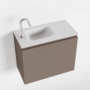 MONDIAZ OLAN 60cm toiletmeubel smoke. LEX wastafel talc links 1 kraangat