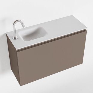 MONDIAZ OLAN 80cm toiletmeubel smoke. LEX wastafel talc links 1 kraangat