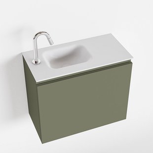 MONDIAZ OLAN 60cm toiletmeubel army. LEX wastafel talc links 1 kraangat