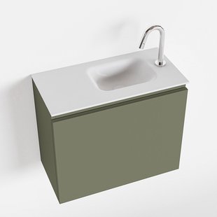 MONDIAZ OLAN 60cm toiletmeubel army. LEX wastafel talc rechts 1 kraangat