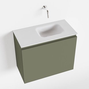 MONDIAZ OLAN 60cm toiletmeubel army. LEX wastafel talc rechts geen kraangat