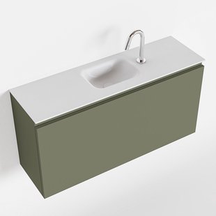 MONDIAZ OLAN 100cm toiletmeubel army. LEX wastafel talc midden 1 kraangat