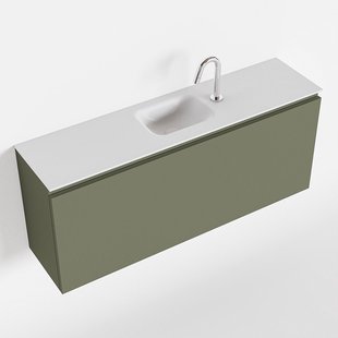MONDIAZ OLAN 120cm toiletmeubel army. LEX wastafel talc midden 1 kraangat