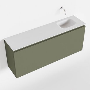 MONDIAZ OLAN 120cm toiletmeubel army. LEX wastafel talc rechts geen kraangat