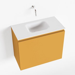 MONDIAZ OLAN 60cm toiletmeubel ocher. LEX wastafel talc midden geen kraangat