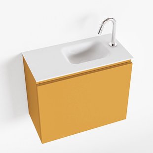 MONDIAZ OLAN 60cm toiletmeubel ocher. LEX wastafel talc rechts 1 kraangat