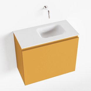 MONDIAZ OLAN 60cm toiletmeubel ocher. LEX wastafel talc rechts geen kraangat