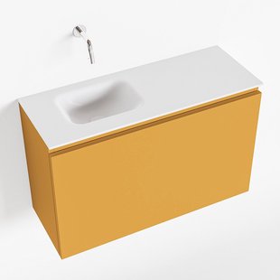 MONDIAZ OLAN 80cm toiletmeubel ocher. LEX wastafel talc links geen kraangat
