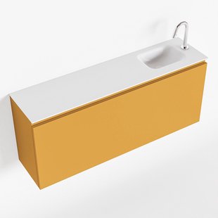 MONDIAZ OLAN 120cm toiletmeubel ocher. LEX wastafel talc rechts 1 kraangat