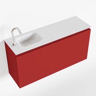 MONDIAZ OLAN 100cm toiletmeubel fire. LEX wastafel talc links 1 kraangat