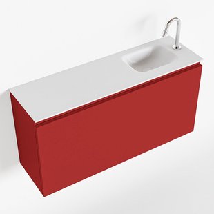MONDIAZ OLAN 100cm toiletmeubel fire. LEX wastafel talc rechts 1 kraangat