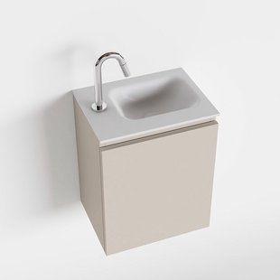 MONDIAZ OLAN 40cm toiletmeubel linen. LEX wastafel talc rechts 1 kraangat