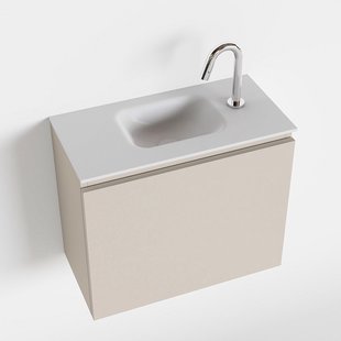 MONDIAZ OLAN 60cm toiletmeubel linen. LEX wastafel talc midden 1 kraangat