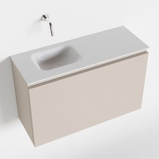 MONDIAZ OLAN 80cm toiletmeubel linen. LEX wastafel talc links geen kraangat