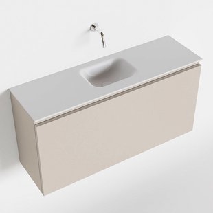 MONDIAZ OLAN 100cm toiletmeubel linen. LEX wastafel talc midden geen kraangat