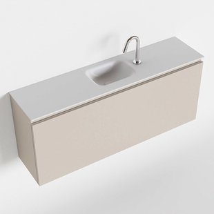 MONDIAZ OLAN 120cm toiletmeubel linen. LEX wastafel talc midden 1 kraangat