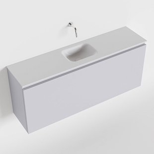 MONDIAZ OLAN 120cm toiletmeubel cale. LEX wastafel talc midden geen kraangat