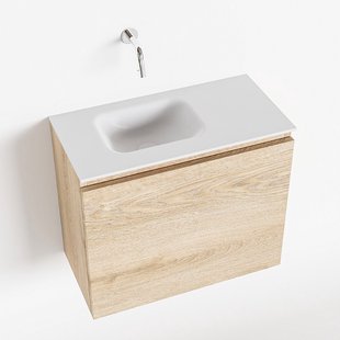 MONDIAZ OLAN 60cm toiletmeubel washed_oak. LEX wastafel talc links geen kraangat