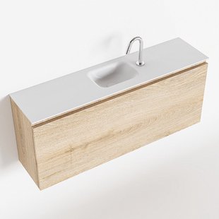 MONDIAZ OLAN 120cm toiletmeubel washed_oak. LEX wastafel talc midden 1 kraangat