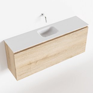 MONDIAZ OLAN 120cm toiletmeubel washed_oak. LEX wastafel talc midden geen kraangat