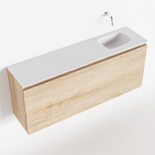 MONDIAZ OLAN 120cm toiletmeubel washed_oak. LEX wastafel talc rechts geen kraangat