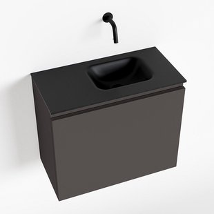 MONDIAZ OLAN 60cm toiletmeubel dark grey. LEX wastafel urban rechts geen kraangat