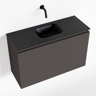 MONDIAZ OLAN 80cm toiletmeubel dark grey. LEX wastafel urban midden geen kraangat