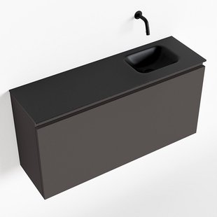 MONDIAZ OLAN 100cm toiletmeubel dark grey. LEX wastafel urban rechts geen kraangat