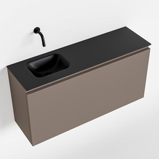 MONDIAZ OLAN 100cm toiletmeubel smoke. LEX wastafel urban links geen kraangat