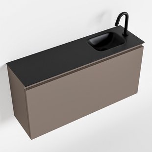MONDIAZ OLAN 100cm toiletmeubel smoke. LEX wastafel urban rechts 1 kraangat