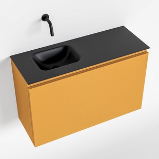 MONDIAZ OLAN 80cm toiletmeubel ocher. LEX wastafel urban links geen kraangat