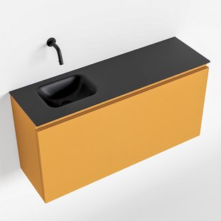 MONDIAZ OLAN 100cm toiletmeubel ocher. LEX wastafel urban links geen kraangat