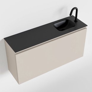 MONDIAZ OLAN 100cm toiletmeubel linen. LEX wastafel urban rechts 1 kraangat