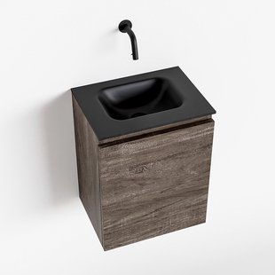 MONDIAZ OLAN 40cm toiletmeubel dark brown. LEX wastafel urban midden geen kraangat