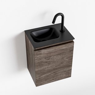 MONDIAZ OLAN 40cm toiletmeubel dark brown. LEX wastafel urban links 1 kraangat
