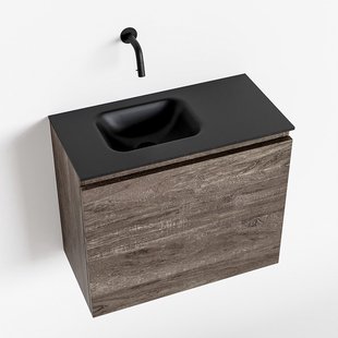 MONDIAZ OLAN 60cm toiletmeubel dark brown. LEX wastafel urban links geen kraangat