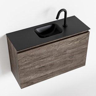 MONDIAZ OLAN 80cm toiletmeubel dark brown. LEX wastafel urban midden 1 kraangat